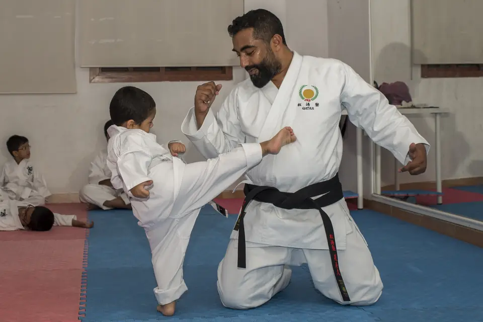 Karate kicking drill building balance and hip power